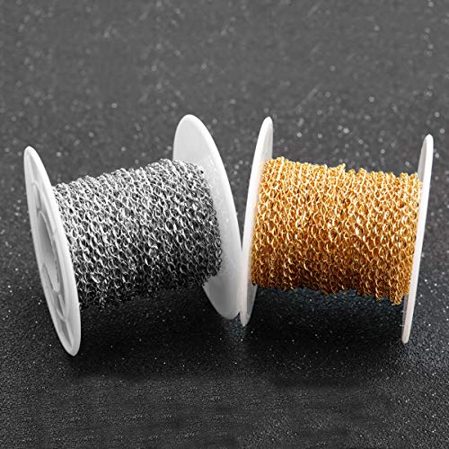 33FT Stainless Steel Jewelry Chains Silver Extender Chains Twisted Cable Chains Link Bulk for Jewelry Makings - color: Silver, size: Chain Width 1.5mm