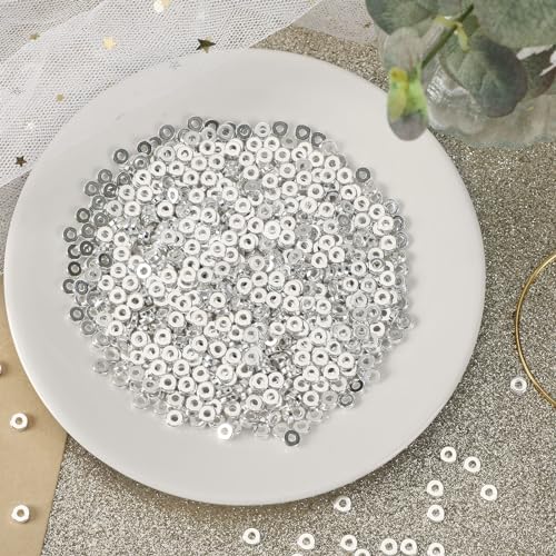 DECYOOL Spacer Beads, 1500pcs 6mm Flat Round Spacers for Jewelry Making, Rondelle Beads for DIY Bracelet Necklace Earring Craft, Silver - color: Silver