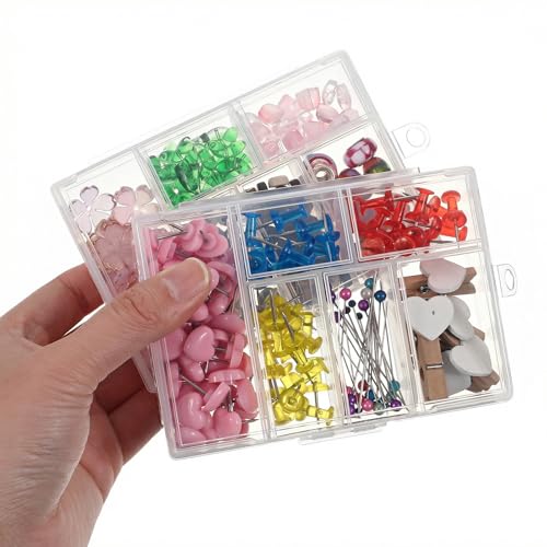 2Pcs Plastic Organizer Box with Dividers, 6 Grids Mini Organizer Clear Small Plastic Storage Box for Jewelry Rhinestones Beads Craft Small Parts