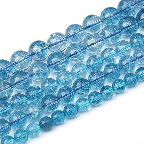 4mm 90pcs Blue Topaz Crystal Quartz Natural Stone Round Loose Beads for Jewelry Making DIY Bracelet Necklace Earrings (Blue Crystal, 4mm) - color: Blue Crystal, size: 4mm