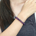 Natural Healing Gemstone Bracelet Handmade Yoga Stretch Elastic Bracelet Stress Relief Crystal Jewelry for Men and Women - color: Amethyst (Love Guardian), size: 8mm