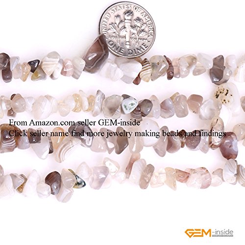 GEM-Inside GEM-Inside 7-8MM Gemstone Botswana Agate Gravel Beads Strands 34 Inches - color: Botswana Agate