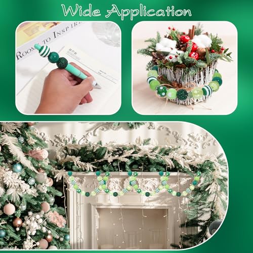 35 Pcs Chunky Bubblegum Beads 20mm Focal Pen Large Rhinestone Pearl Bead with Rhinestone Large Hole European Spacer Bead for DIY Beadable Pen School Jewelry Making Keychain Craft Making(Green) - color: Green