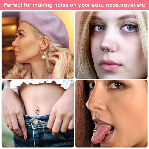 Professional Ear Piercing Gun Kit, Reusable Piercing Gun with Stainless Steel Piercing Earrings Studs, Crystal Earrings for At Home Salon Earlobe Cartilage Helix Tragus Piercing Tool Kit - color: Black