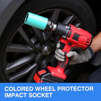 5PCS 1/2" Drive Wheel Protector Impact Socket, Non-Marring Lug Nut Deep Socket Set, CR-MO, 6 Point, Color-Coded Protective Socket | Metric 15 17 19 21 22 mm - size: 1/2" Protective Cover Sockets 5pcs