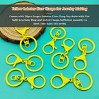 30Pcs Lobster Claw Clasps Keychain for Jewelry Making,Metal Lobster Clasp Swivel Trigger Clips with Swivel Clasps Hook Clips Flat Split Keychain Ring for DIY Craft Jewelry Making(Yellow) - color: Yellow