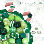 35 Pcs Chunky Bubblegum Beads 20mm Focal Pen Large Rhinestone Pearl Bead with Rhinestone Large Hole European Spacer Bead for DIY Beadable Pen School Jewelry Making Keychain Craft Making(Green) - color: Green