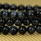Angelstones Handmade Natural Healing Gemstone 6mm Round Beads Stretch Crystal Bracelet 7 Inch Unisex - color: Blue Tiger Eye