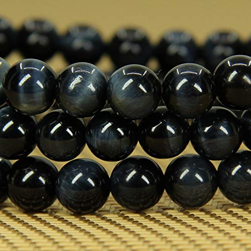 Angelstones Handmade Natural Healing Gemstone 6mm Round Beads Stretch Crystal Bracelet 7 Inch Unisex - color: Blue Tiger Eye