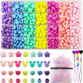 1451 Pcs Hair Beads Kit - Candy Color Acrylic Mickey Heart Star Pastel Pony Kandi Beads for Braids & Jewelry Making - color: Pony Beads
