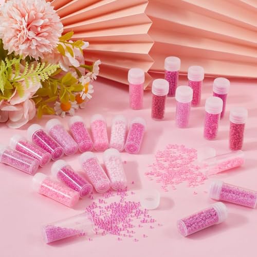 SUNNYCLUE 120G 12/0 Seed Beads 2mm Small Pony Beads Pink Round Glass Seed Bead Bulk Small Glass Bead Mini Glass Loose Spacer Beads for Jewelry Making DIY Earrings Friendship Bracelets Necklace - color: Mixed Color 3
