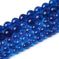 90pcs 4mm Natural Blue Crystal Crackle Quartz Stone Round Loose Beads for Jewelry Making DIY Bracelets Necklaces Energy Healing Stone Beads 15" (4mm, Blue Crackle Quartz) - color: Blue Crackle Quartz, size: 4mm