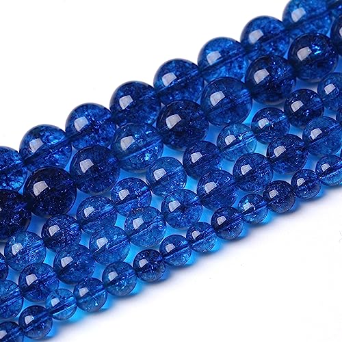 90pcs 4mm Natural Blue Crystal Crackle Quartz Stone Round Loose Beads for Jewelry Making DIY Bracelets Necklaces Energy Healing Stone Beads 15" (4mm, Blue Crackle Quartz) - color: Blue Crackle Quartz, size: 4mm