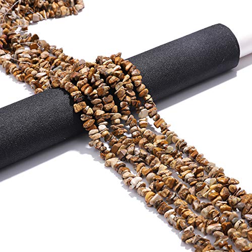 BEADIA Irregular Natural Brown Picture Jasper Stone Loose Semi Gemstone Beads for Jewelry Making 5-8mm 80cm - color: Brown Picture Jasper, size: 5-8mm 80cm