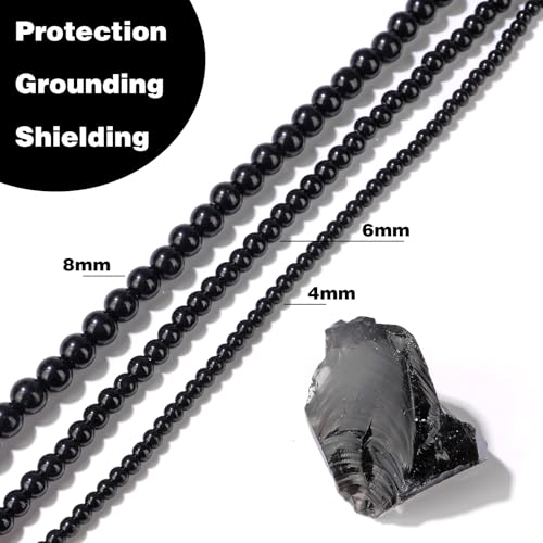 Raicegs 100pcs 6mm Black Tourmaline Beads Natural Gemstone Beads Round Loose Beads for Jewelry Making DIY Bracelets Necklace - color: Black Tourmaline, size: 6mm Round