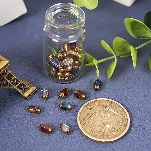 80Pcs Electroplate Glass Beads with Golden Edge, Colorful Oval Crystal Loose Spacer Beads for DIY Bracelet, Earring Jewelry Making Crafts - color: Oval