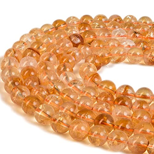 6mm Genuine Citrine Bead Gemstone Round Semi Precious Loose Beads for Jewelry Making 15" - color: Citrine, size: 6mm