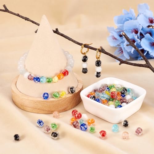 Elecrelive 100Pcs Round Glow in The Dark Glass Beads 8mm Luminous Round Lampwork Beads for DIY Bracelet Necklace Earring Jewelry Making - color: Mix Colors