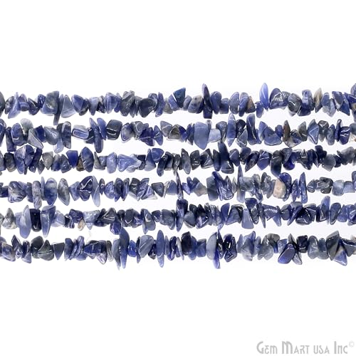 GM GemMartUSA Sodalite Natural Raw Chip Beads Strands | Semi-Precious | AAA+ Quality 1 Strand 34” | DIY Bracelet Jewelry Making, Healing Crystal Craft| 4-6mm - Blue-Color Gemstones (CHSL-70001) - color: Sodalite (CHSL-70001)