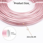 12 Gauge Aluminum Wire 100FT, 2mm Bendable Metal Anodized Aluminum Wire for Sculpting Jewelry Making Crafts Wreath Beading Floral(Light Pink) - color: Light Pink