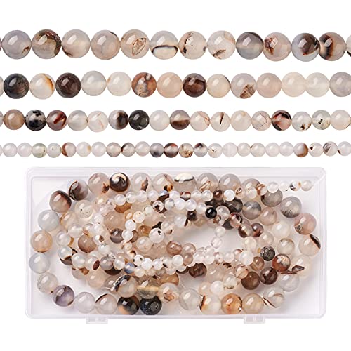 Craftdady Round Natural Agate Beads for Jewelry Making 180pcs 6-12mm Smooth Round Energy Healing Crystal Gemstone Chakra Stone Beads for DIY Crafts Bracelet Earring Necklace Making - color: Crystal Agate