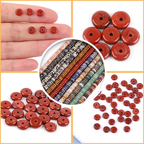 GEM-Inside 2x6mm Natural Red Jasper Gemstone Heishi Disc Rondelle Spacer Beads for Jewelry Making Full 15" Strand Energy Stone Healing Power Crystal - color: Red Jasper