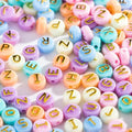 Amaney 500pcs Big Letter Beads Colorful Macaroon10x6mm Gold Letter Round Flat Beads for DIY Bracelet Making - color: BigMacaroon