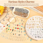 Mckanti 674 Pieces Charm Bracelet Making Kit, Including Paperclip Chain Bracelets, Charms, Jump Rings for DIY Bracelet Making(Gold & Silver)