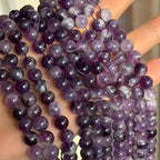 MJDCB Natural Dreamy Amethyst Beads Round Stone Beads DIY Loose Beads for Jewelry Making Beads 15" (8mm) - color: Dreamy Amethyst, size: 8mm