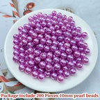 Pinhoollgo 200pcs Pearl Beads 10mm Round Pearl Beads with Hole for DIY Bracelet Necklace Jewelry Making Supplies Handmade Craft(Purple) - color: Purple, size: 10mm/200pcs