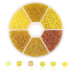 1 Box 3900pcs Mixed Color 2mm Glass Seed Beads-Small Round Spacer Loose Czech Beads for Jewelry Making Embroidery Accessories, (Yellow) - color: Yellow