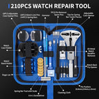 XOOL 210 PCS Watch Repair Kits, Including Watch Battery Change Kit, Watch Case Opener, Link Remover, Spring Bar Tools, Screwdrivers, and Portable Carrying Case with Instruction Manual - color: 210pcs BLUE