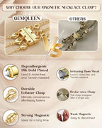 GEMQUEEN Multi Magnetic Necklace Clasps and Closures : 14K Gold Plated Magnet Jewelry Layering Clasp for Necklaces Multiple Magnets Bracelet Helper Necklace Extenders 8PCS - color: 14K Gold Plated -8PCS