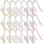 SUNNYCLUE 1 Box 36Pcs Rhinestone Earring Hooks Earring Fish Hooks Ear Wires Fish Hooks Crystal Cubic Zirconia Earring Findings Ear Wire Hooks for Jewelry Making Accessories DIY Dangle Earrings Craft - color: 36pcs Rhinestone Earring Hooks Mixed Color