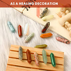 Nuenen 100 Pcs Healing Crystals Stones Sets, Hexagonal Bullet Shaped Wand Stones Bulk Gemstone Amethyst Chakra Crystals for Witchcraft Meditation Divination Mothers Day Gifts Women