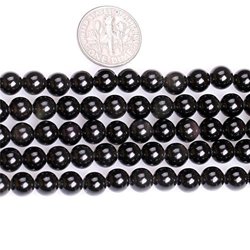 6mm Natural Black Obsidian Beads Round Gemstone Loose Beads for Jewelry Making (58-62pcs/strand) - color: Black Obsidian, size: 6mm