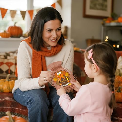 BeYumi Thanksgiving Bracelet Craft Kit - 24 Pack Fall DIY Thanks Letter Beads Friendship Bracelets with Turkey Gift Cards Thankful Craft Kit Party School Classroom Fun Activities for Kids Ages 6-12 - style: THANKS