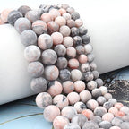 60pcs 6mm Natural Matte Pink Zebra Jasper Beads Energy Healing Crystal Round Loose Stone Beads for Jewelry Making, DIY Bracelets Necklaces - color: Matte Pink Zebra Jasper, size: 6mm