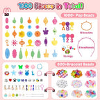 FUNZBO 1600 Pcs Pop Beads with Bracelet Making Kit, Jewelry Making Kit for Little Girls, Arts and Crafts Toys, Necklace Bracelet Ring Snap Set, Birthday Gifts for Kids Ages 3-9 Years Old - size: XX-Large