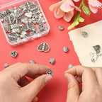 DanLingJewelry 100Pcs 10 Styles Tibetan Alloy Antique Sweet Love Heart Beads Heart Spacer Beads for Valentine's Day Jewelry Making - color: 100pcs - heart I - 10 styles