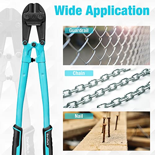 DURATECH 18-inch Heavy Duty Bolt Cutter for Rods, Bolts, Rivets, Chains, and Steel Wires, Bi-Material Ergonomic Rubber Grip Handle, Chrome Vanadium Steel Forged Blade - size: 18" Bolt Cutter