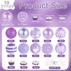 35 Pcs Chunky Bubblegum Beads 20mm Focal Pen Large Rhinestone Pearl Bead with Rhinestone Large Hole European Spacer Bead for DIY Beadable Pen Jewelry Making Keychain Craft Making(Purple) - color: Purple