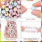 100pcs Rainbow Soccer Beads with 5.5 Yard Elastic Rope,Acrylic Sports Beads DIY Spacer Bead for Necklace Bracelet Keychains Handmade Jewelry Making Accessories Craft Supplies,12mm (Soccer) - color: Rainbow Soccer