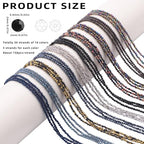 30 Strands 32 Faceted Glass Beads for Jewelry Making 4500pcs 2mm Miny Spacer Bead Round Small Craft Glass Beads for Bracelets Necklaces Earrings (Black Series) - color: Black