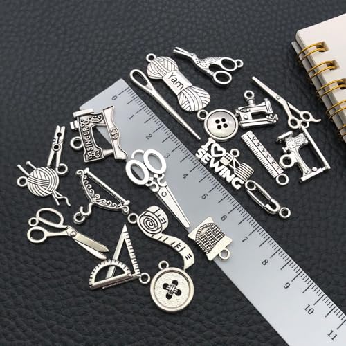 WOCRAFT 60pcs Antique Silver Sewings Bracelet Charms for Jewelry Making Sets DIY Necklace Bracelet Keychain Crafting Charms Kit Craft Supplies (SN911) - color: Antique Silver, size: Sewings Charms