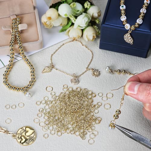 4/6/8/10MM 950PCS 14K Gold Jump Rings for Jewelry Making Non Tarnish Small Open Gold Filled Jump Rings for Necklace Earrings Bracelet Key Chains and DIY Craft - size: 4/6/8/10MM-950PCS