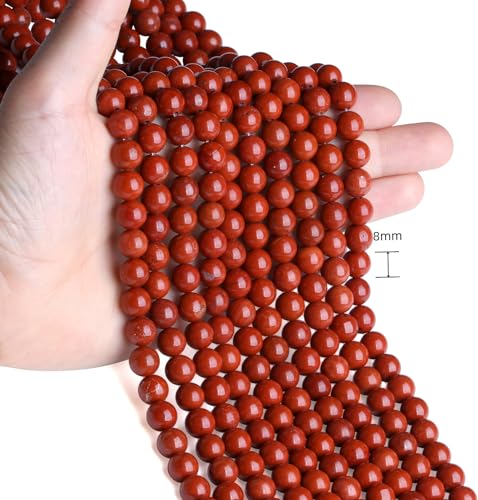 Natural Red Jasper Beads 100Pcs 8mm Crystal Beads Loose DIY Round Stone Bead for Bracelet Necklace Earrings Makingrrings Making - color: C-Red Jasper, size: 100pcs