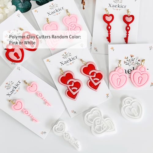Xaekicr Heart Lock and Key Clay Cutters Set – 3PCS Polymer Clay Cutters for Earrings, Valentine’s Day Clay Earring Cutters, Polymer Clay Molds for Jewelry Making, Clay Tools - color: M color
