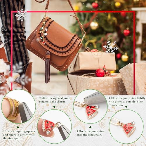 HOMAR 105Pcs DIY Keychain Making Kit Bag Charm Jewelry Chain Making 30 Charms 8 Keychain Clips with Key Ring 8 Extender Chains 50 Jump Ring for DIY Craft Supplies Accessories(Christmas) - color: Christmas-105PCS