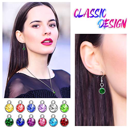 Hicarer 72 Pcs Crystal Birthstone Charms DIY Beads Pendant Crystal Charm for Jewelry Necklace Bracelet Earring Making, 7 mm - color: Light Colors